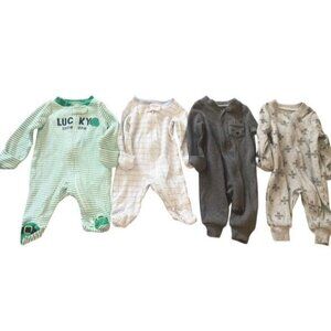 Newborn Sleepers Lot Carter’s Cloud Island w Mittens NEW Baby NB